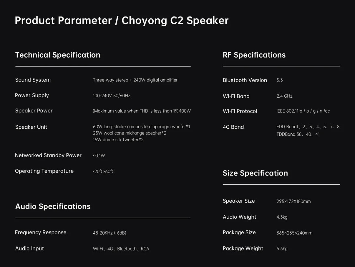 Choyong C2 Speaker - Vintage Bluetooth Network Audio