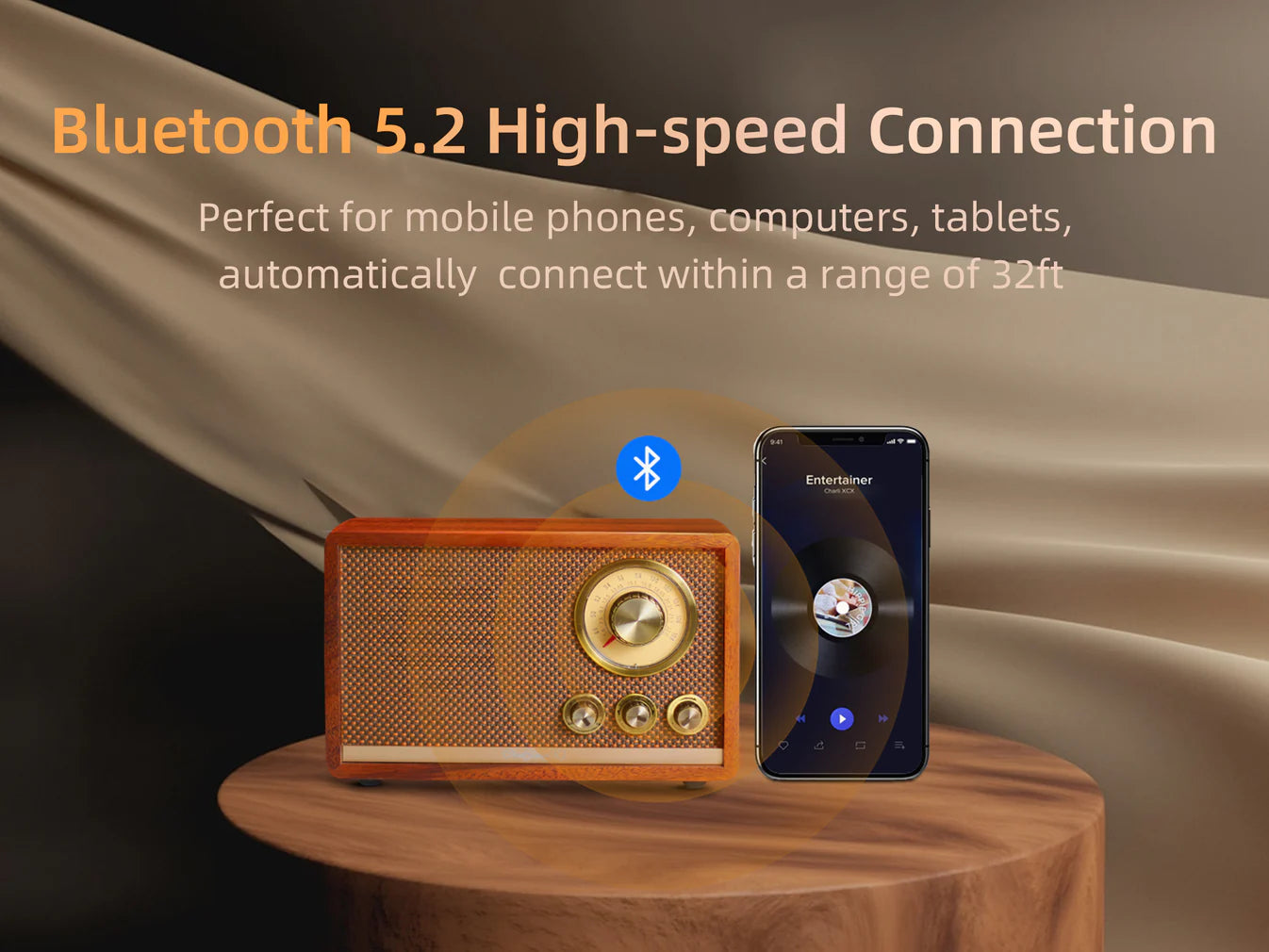 R1 A radio/Bluetooth speaker made of finely crafted North American walnut