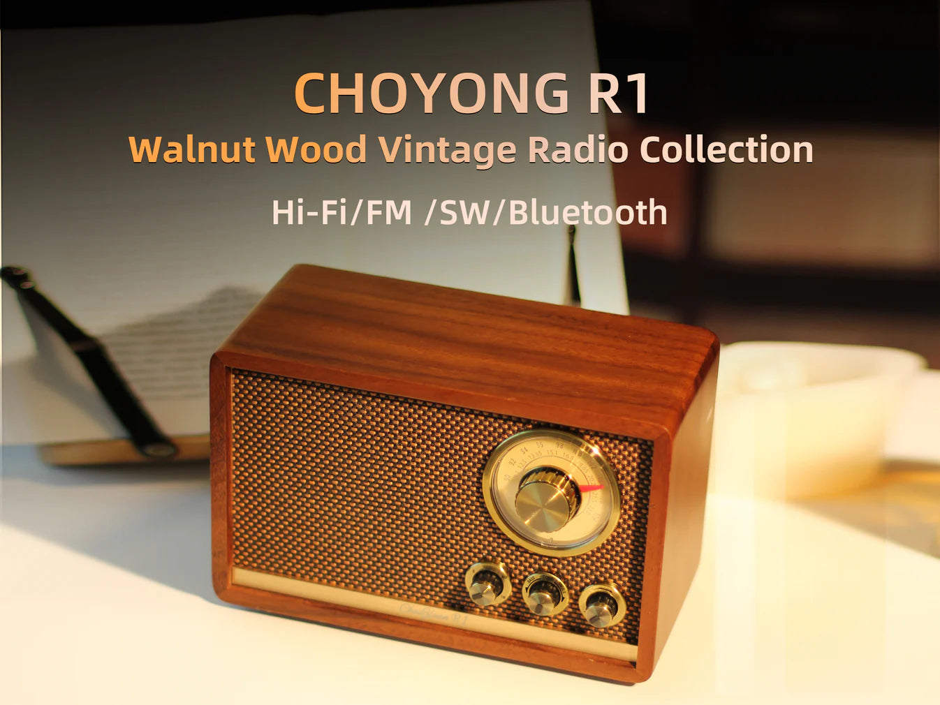 R1 A radio/Bluetooth speaker made of finely crafted North American walnut