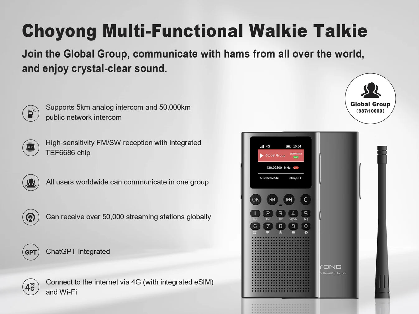 WT2 Multi-Functional Walkie Talkie