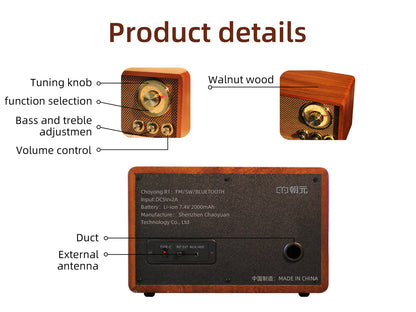 R1 A radio/Bluetooth speaker made of finely crafted North American walnut